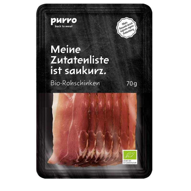 PURRO PUR BIO-Rohschinken e70g GS/atmo - Produktbild