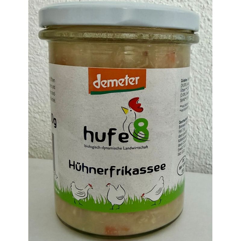hufe8 Bio Demeter Hühnerfrikassee, Glas, 380ml - Produktbild