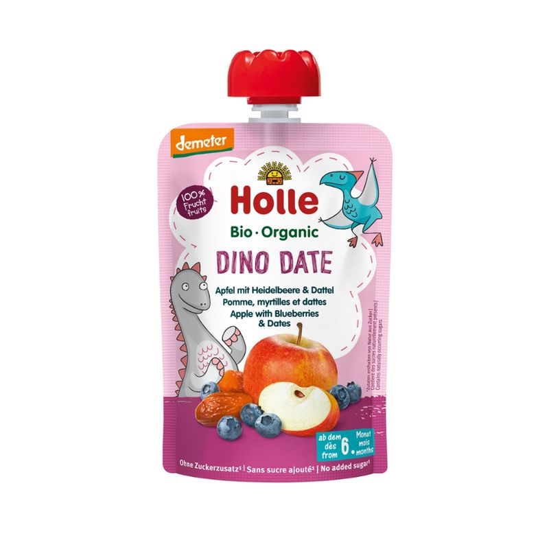 Holle  Dino Date - Apfel mit Heidelbeere & Dattel - Produktbild