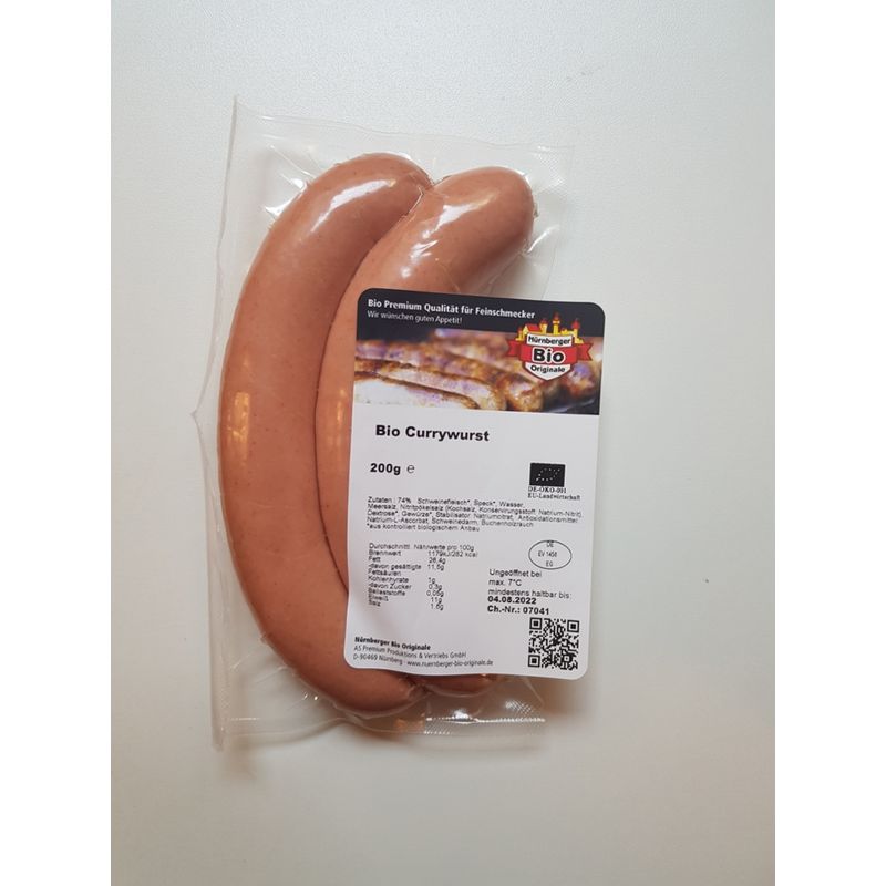 Nürnberger Bio Originale Bio Currywurst - 2 St./Packung - Produktbild