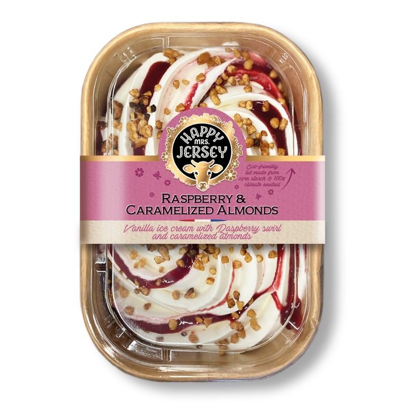 Happy Mrs Jersey Happy Mrs Jersey - BIO/Organic Ice Cream: Raspberry & Caramelized Almonds 900ml - Produktbild