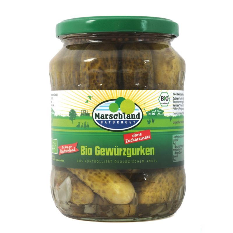 Marschland  Bioland Bio-Gewürzgurken ohne Zuckerzusatz 720 ml Gl. MARSCHLAND - Produktbild