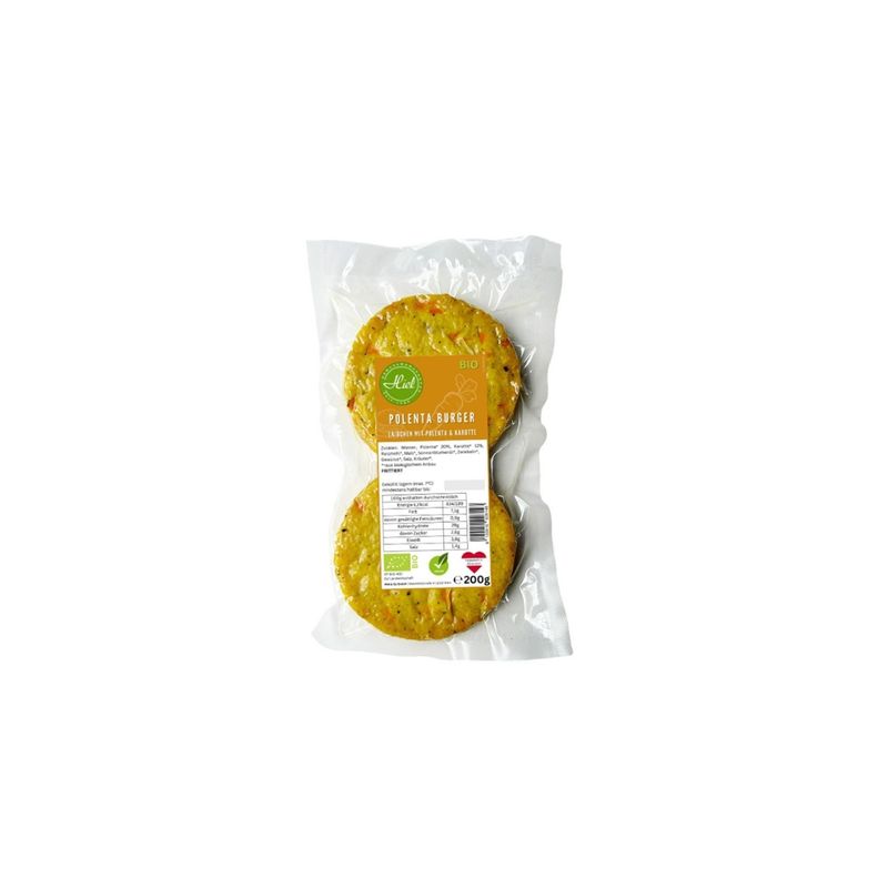 Hiel - Vegetarische Feinkost Polenta Karotte Burger - Laibchen mit Polenta & Karotte - Produktbild