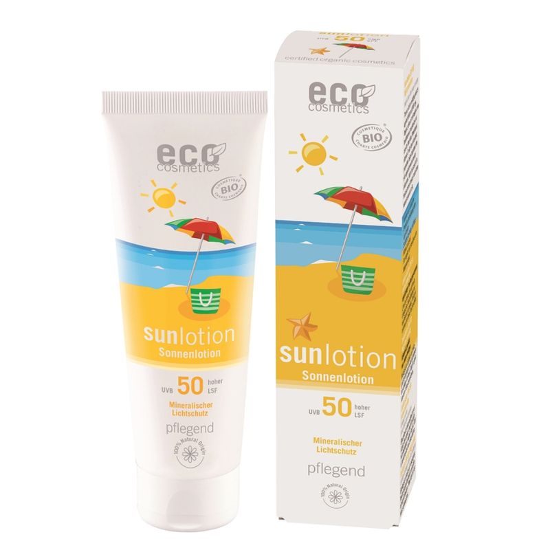eco cosmetics ECO Sonnenlotion LSF 50 - 125ml mit Bio Olivenöl und Bio Sanddornöl - Produktbild