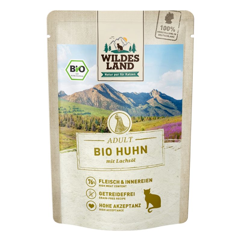 Wildes Land Wildes Land BIO Adult Huhn mit Lachsöl NF 85 g - Produktbild