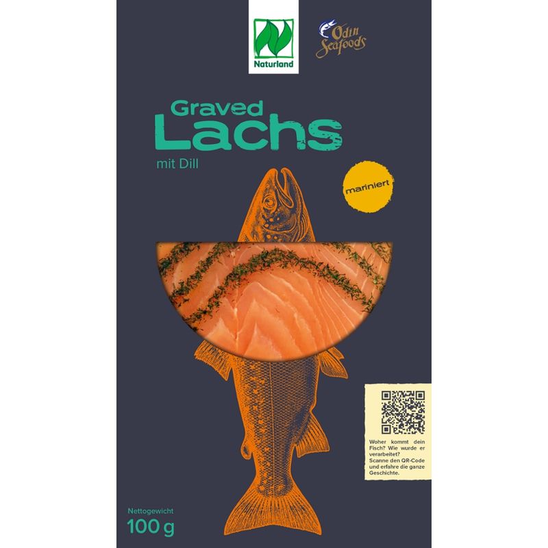 Odin Seafoods Naturland Gravadlachs 100g, Salmo Salar, heißgeräuhert, gekühlt - Produktbild