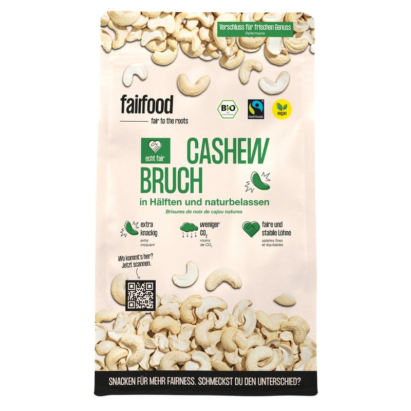 fairfood Freiburg CashewBRUCH naturbelassen, 600g, Bio & Fairtrade - Produktbild