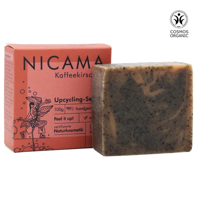 NICAMA NICAMA zertifizierte Bio-Upcyclingseife mit Peelingeffekt - Kaffeekirsche 100g - Produktbild