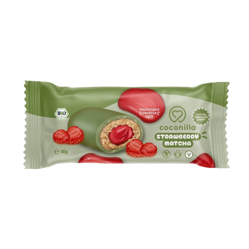 coconilla gefüllte Keksriegel umzogen mit Schokolade - Cookie Bar Strawberry Matcha - Produktbild