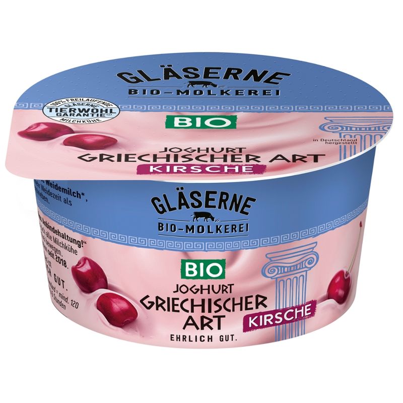 Gläserne Molkerei GM Bio Joghurt griechischer Art Kirsche 150g - Produktbild