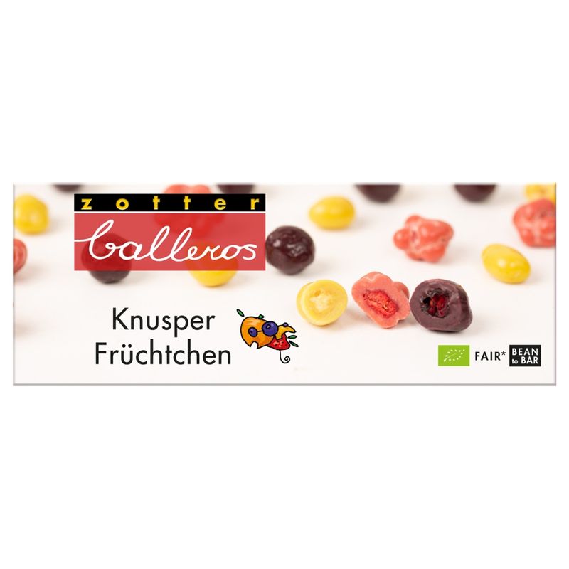 Zotter Schokolade Balleros "Knusperfrüchtchen" - Produktbild