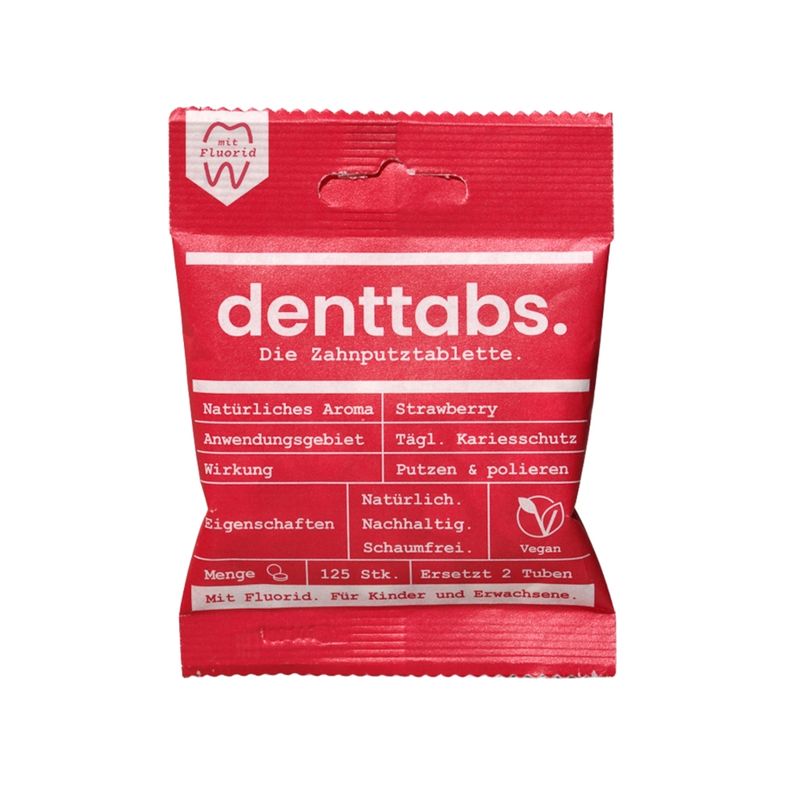 Denttabs Denttabs Zahnputztabletten Strawberry mit Fluorid - Produktbild