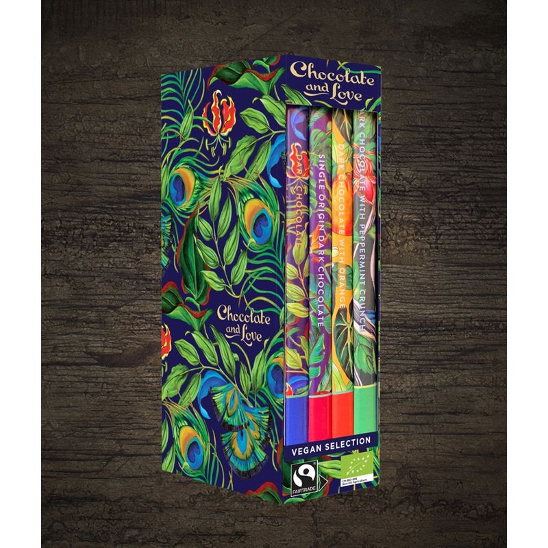 Chocolate and Love Limited Vegan Library Box mit 4 Tafeln à 80g - Produktbild