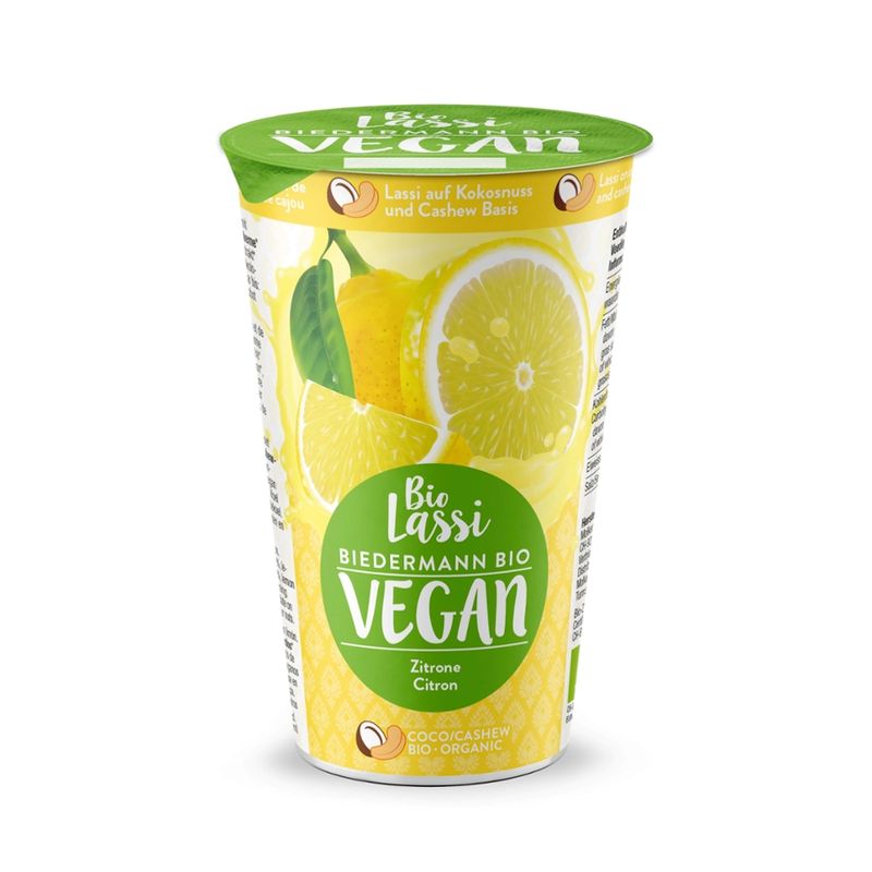Molkerei Biedermann Bio Vegan Lassi Zitrone 230g - Produktbild