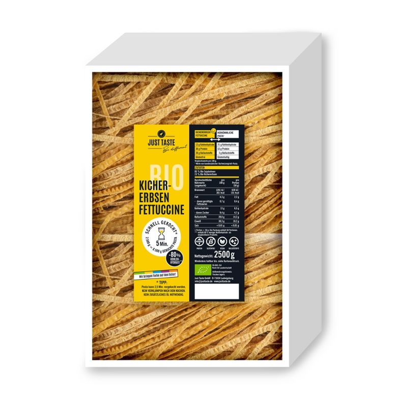 Just Taste Just Taste Bio Kichererbsen-Soja Fettuccine - Produktbild