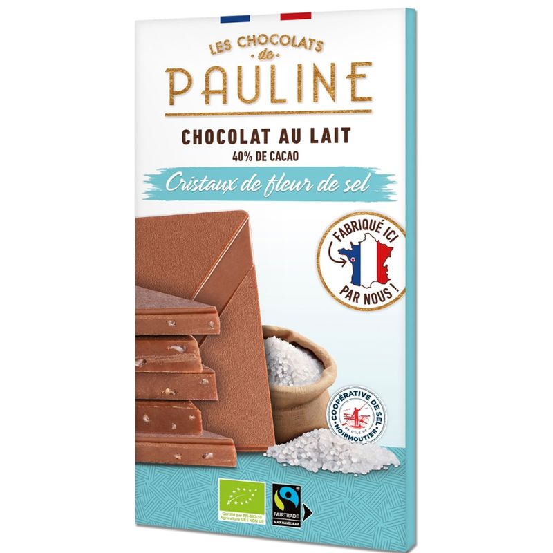 LES CHOCOLATS DE PAULINE MILK CHOCOLATE TABLET 40% FLEUR DE SEL - Produktbild
