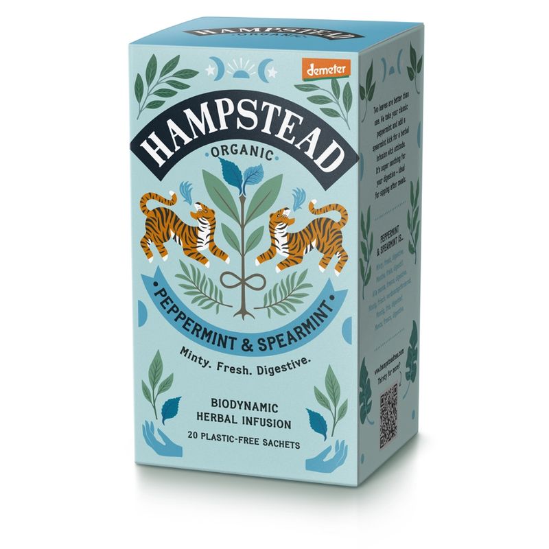 Hampstead Organic  Organic Demeter Peppermint & Spearmint Tea bags in plastic free packaging - Produktbild
