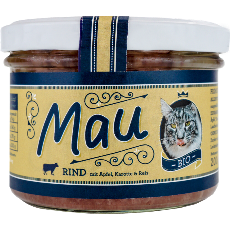 Wuff & Mau Heimtiernahrung  Mau Bio Rind Katzennahrung 200g - Produktbild