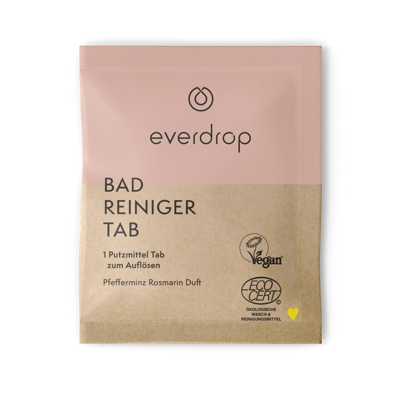 everdrop everdrop Badreiniger Tablette Ecocert zertifiziert, zur Erstellung von 500ml Badreinigungsmittel (Inhalt 1 x Badreiniger Tab à 4g zum Auflösen) - Produktbild
