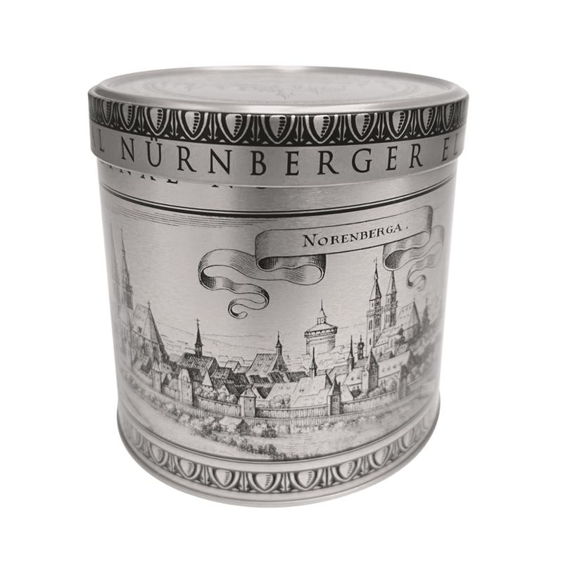 Nürnberger Bio Originale 4 Bio Elisen-Lebkuchen 3-fach sort. in silberfarbiger Metalldose - Produktbild