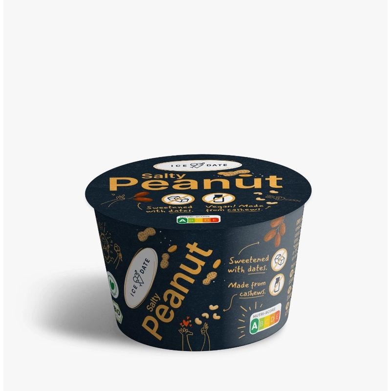 iceDate Bio Salty-Peanut-Eis, laktosefrei, glutenfrei, vegan, mit Datteln gesüßt, ohne Zusatzstoffe 120ml - Produktbild