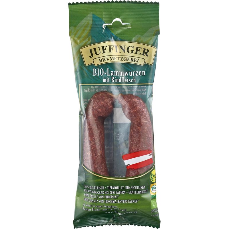 Juffinger Bio-Metzgerei BIO-Lammwurzen (Rohwurst geräuchert) (o.Zusatz v. Schweinefleisch) - Produktbild