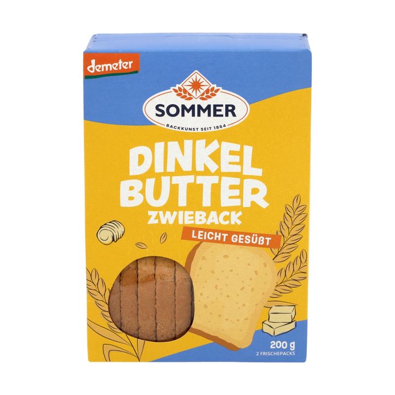 SOMMER BACKKUNST SEIT 1864 Demeter Dinkel Butter-Zwieback - Produktbild