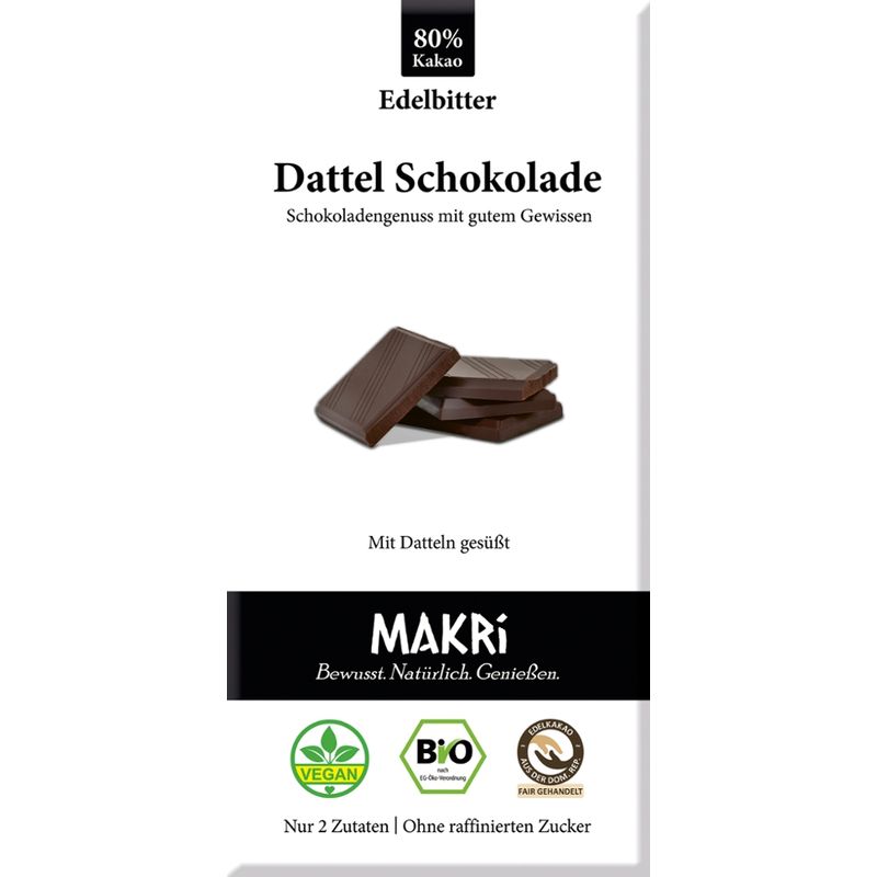 Makri Bio Dattel Schokolade - Edelbitter 80% - Produktbild