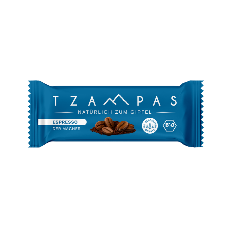 TZAMPAS TZAMPAS Energieriegel Espresso - Der Macher. Natürlich zum Gipfel. Mit gerösteter Gerste und Espressobohnen. - Produktbild