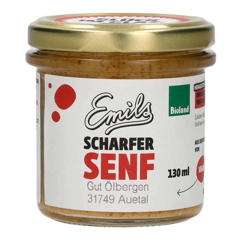 Emils Biomanufaktur scharfer Bioland Senf 130 ml - Produktbild