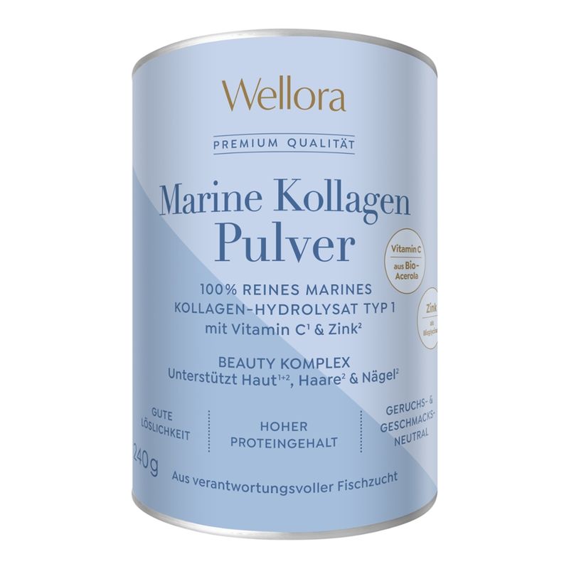 Wellora Marine Kollagen Trinkpulver (Hydrolysat) mit Vit C aus Bio Acerola und Zink als Bisglycinat - Produktbild