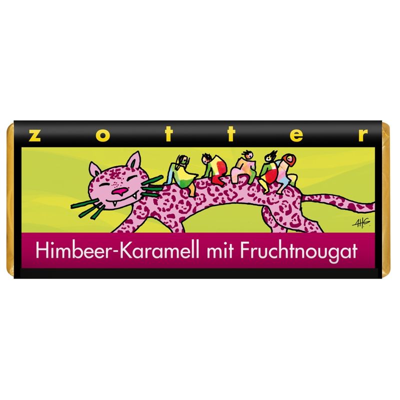 Zotter Schokolade Himbeer Karamell mit Fruchtnougat - Produktbild