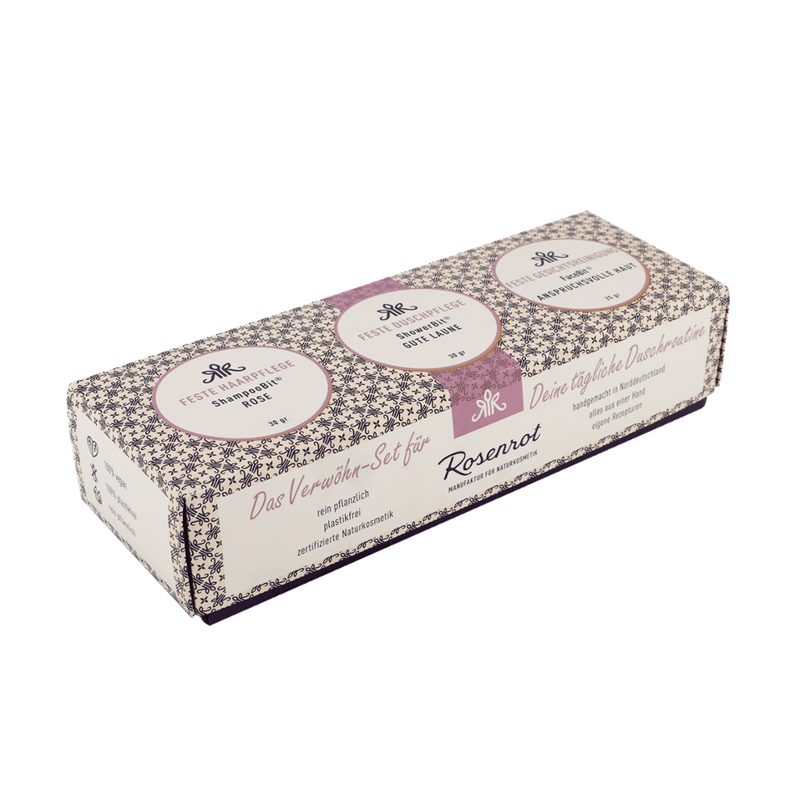 Rosenrot Naturkosmetik Naturkosmetikgeschenkset - Körperpflege - ShowerBit® Rose - 30g, Bodybutter Sanddorn-Orange 20g, ShampooBit® Orange-Salbei 30g - Produktbild