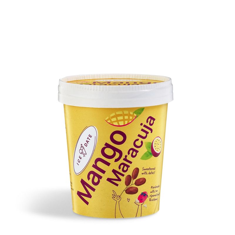 iceDate iceDate Bio-Mango-Maracuja-Eis, vegan, laktosefrei, glutenfrei, mit Datteln gesüßt 450ml - Produktbild