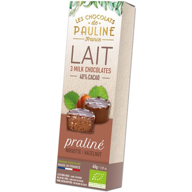 LES CHOCOLATS DE PAULINE HAZELNUT PRALINE BITES COATED WITH MILK CHOCOLATE - Produktbild