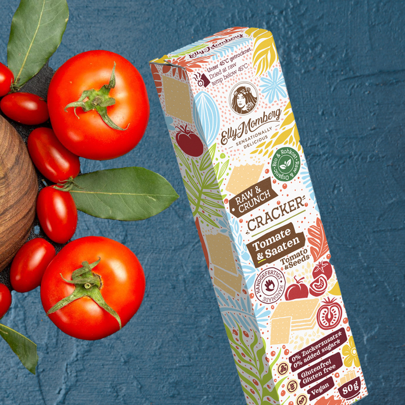 Elly Momberg BIO Rohkost-Gemüse-Cracker - Tomate & Saaten - Raw & Crunch - Produktbild