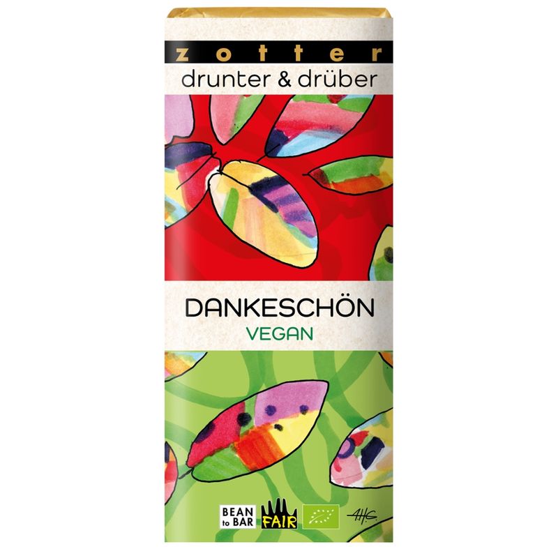 Zotter Schokolade drunter & drüber Dankeschön - Preiselbeer + Hanf VEGAN - Produktbild