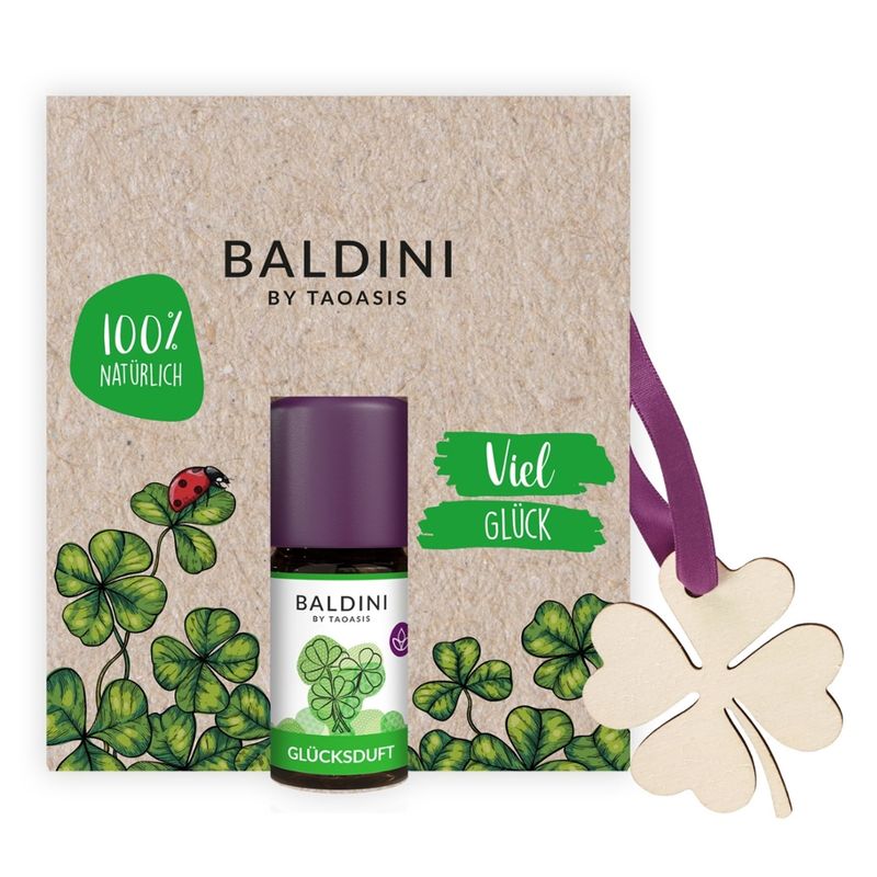 Baldini Baldini Viel Glück Mini-Duftset mit Holzkleeblatt - Produktbild