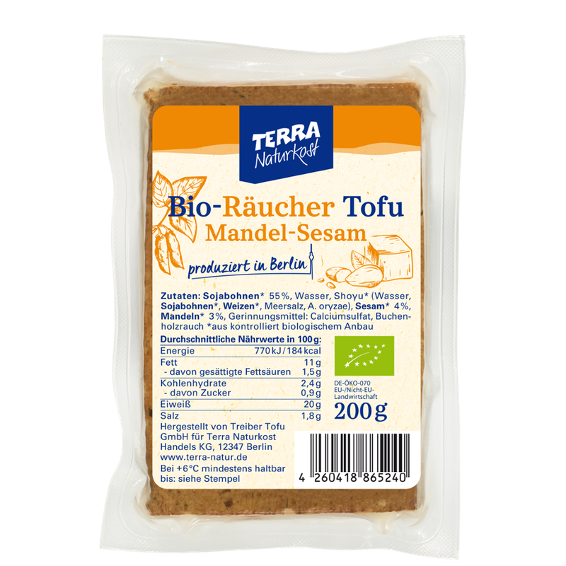 Terra Naturkost Handels KG Terra Mandel Sesam Tofu geräuchert, 200g - Produktbild