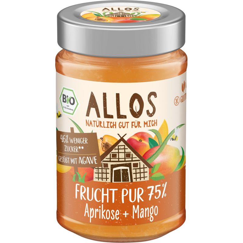 Allos Frucht Pur 75% Aprikose + Mango - Produktbild
