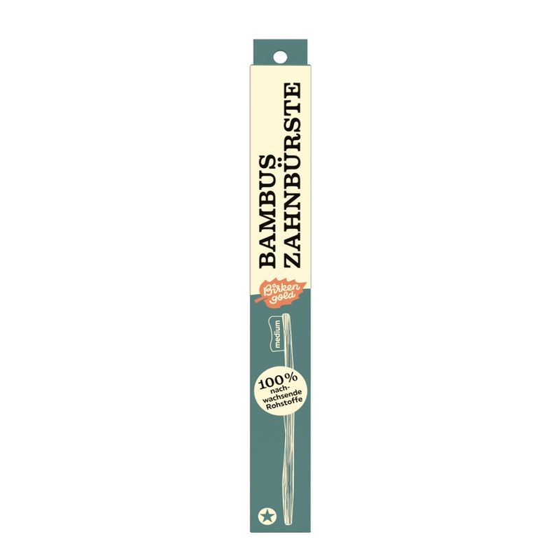 Birkengold Birkengold®  100% nachhaltige Bambuszahnbürste mit Rizinusölborsten Erwachsene - Produktbild