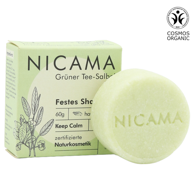 NICAMA NICAMA Festes Shampoo Grüner Tee-Salbei 60g - Produktbild