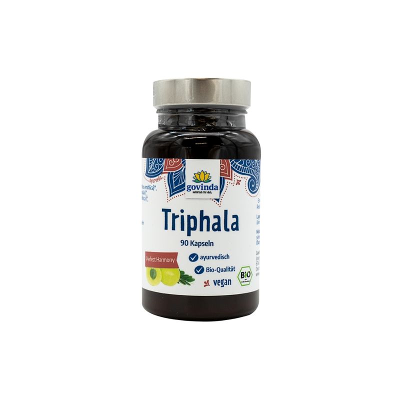 Govinda Triphala 90 Kapseln, Nahrungsergänzungsmittel mit drei ayurvedischen Früchten - Produktbild