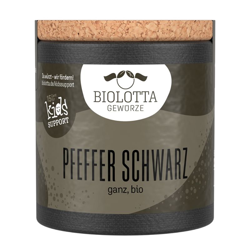 Biolotta Biolotta Korkdose Pfeffer schwarz ganz, bio - Produktbild