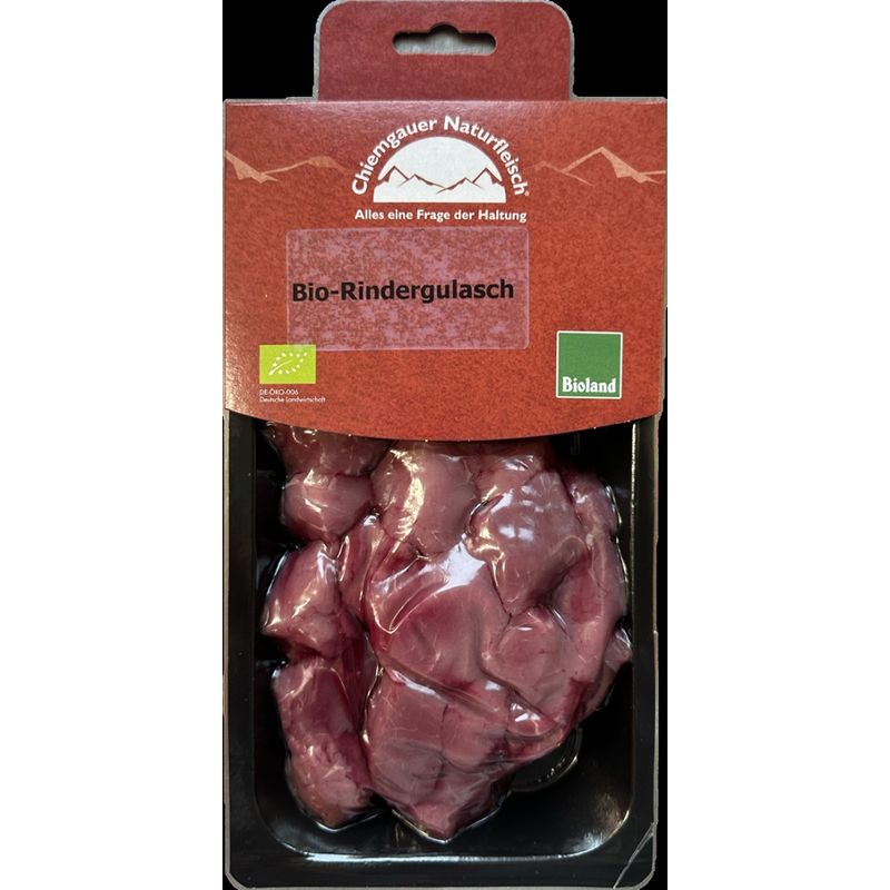 Chiemgauer Naturfleisch R-Gulasch, geschn. ca. 400 g, SB, kbA - Produktbild