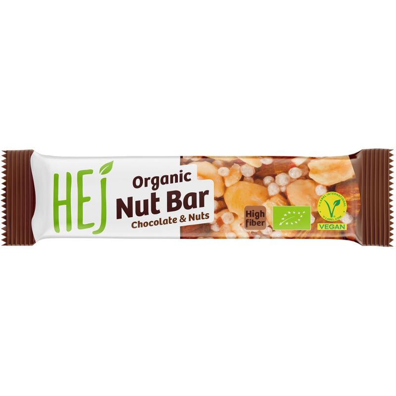 HEJ Natural HEJ Organic Nut Bar - 1 x 40g - Chocolate & Nuts, glutenfrei, vegan, bio - Produktbild