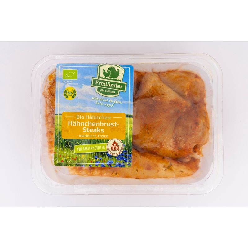 Freiländer Bio Geflügel Hähnchenbruststeak mariniert Paprikas, MAP, frisch, ca. 350 g - Produktbild