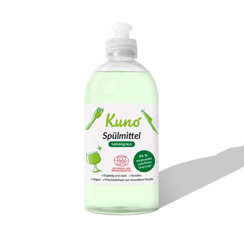Kuno Kuno Hand Geschirrspülmittel - Lemongrass - 500 ml - Ecocert-zertifiziertes Wasch- und Reinigungsmittel - Produktbild