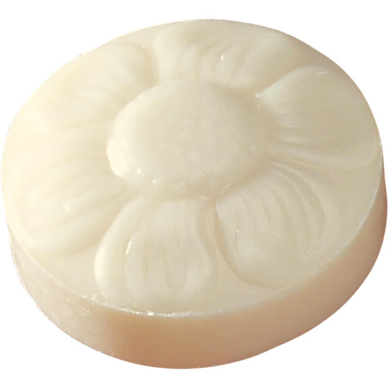 Saling Schafmilchseife Blume natur im Verkaufsdisplay mit Papiertütchen, cosmos organic - Produktbild