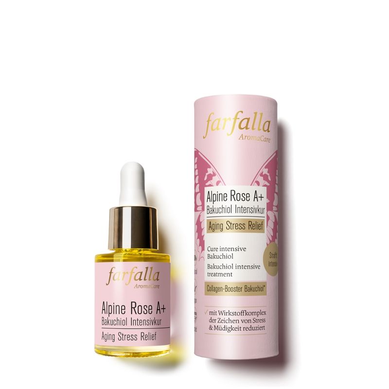 farfalla Alpine Rose A+ Bakuchiol Intensivkur, Aging Stress Relief, 15ml - Produktbild